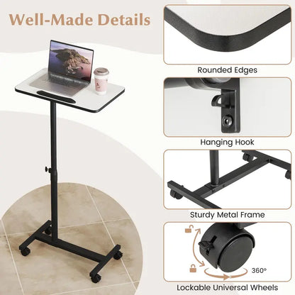 Adjustable Overbed Table for Medical Use  Hospital-Grade Bedside Tray with Height Control