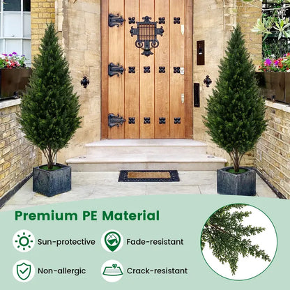 Set of Two 4-Foot Artificial Cedar Topiaries ¡ª Weather-Resistant Outdoor Potted Shrubs