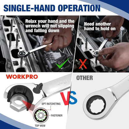 WORKPRO 7-Piece Reversible 3-in-1 Ratchet Wrench Kit