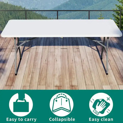 72-Inch Folding Picnic Table  Durable 4-Person Outdoor Table with Long Rectangular Design