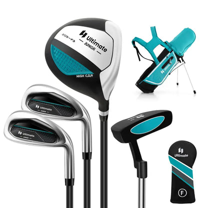 Junior Right-Handed Golf Club Set for Kids Including Stand Bag & Weatherproof Rain Hood