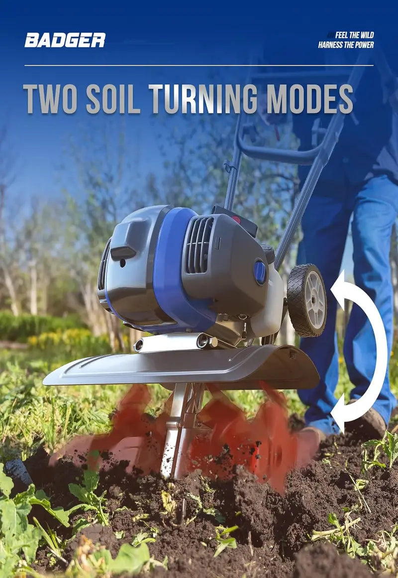 53cc Gas-Powered Garden Tiller  15-Inch Cultivator with Lift-Assist Rod for Efficient Soil Loosening in Lawns & Small Farms