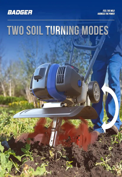 53cc Gas-Powered Garden Tiller  15-Inch Cultivator with Lift-Assist Rod for Efficient Soil Loosening in Lawns & Small Farms