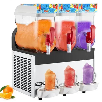 Commercial Triple-Tank Frozen Drink Machine  45L Slushy, Smoothie, and Beverage Maker