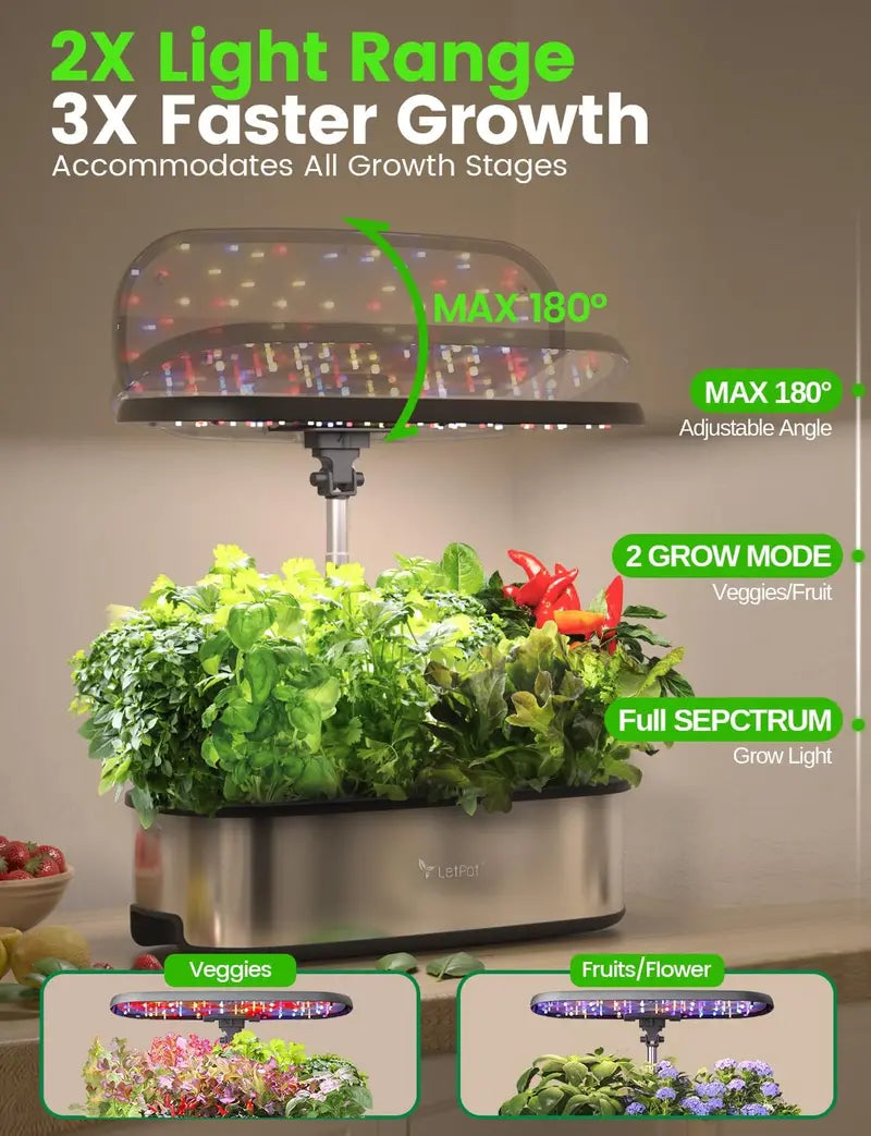 12-Pot Smart Hydroponic Garden  WiFi-Enabled Indoor Herb Kit with 24W LED, 5.5L Tank & Auto-Timer