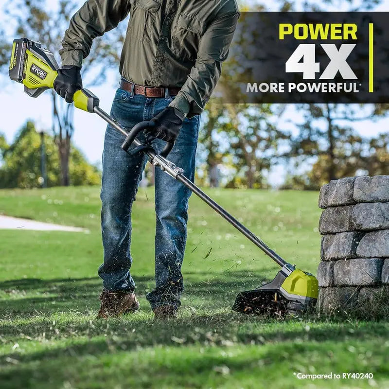 RYOBI 40V HP Brushless Whisper Series 17 in. Cordless Battery Carbon Fiber Shaft String Trimmer w/ 6.0 Ah Battery & Charger RY402110