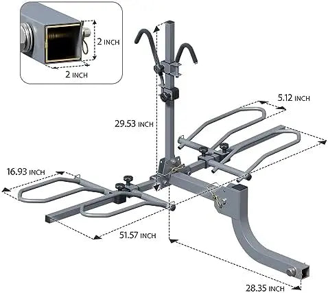 WILDROAD 2-Bike Hitch Rack, Wobble-Free Smart Tilting, Foldable, 180 lbs Capacity, Fits 2″ Receiver, E-Bike & Fat Tire Compatible
