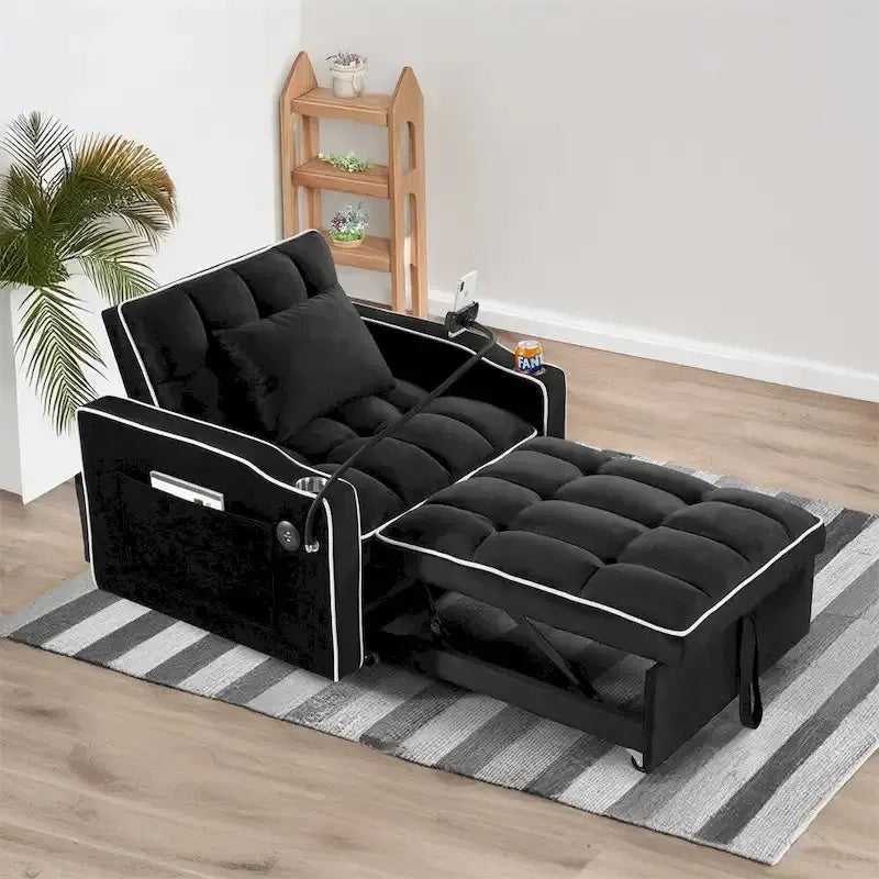 Adjustable Convertible Sleeper Chair  Space-Saving Pull-Out Sofa Bed for Small Spaces