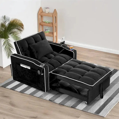 Adjustable Convertible Sleeper Chair  Space-Saving Pull-Out Sofa Bed for Small Spaces