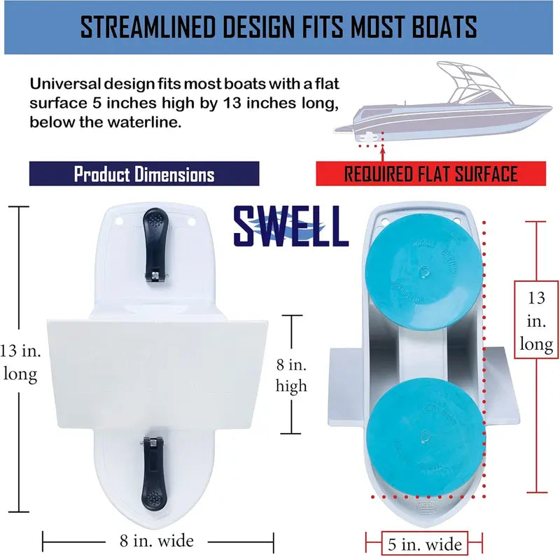 SWELL Wakesurf Creator FBA_1FT  Durable White Wave Generator for Inboard Boats with Easy Hook & Loop Installation