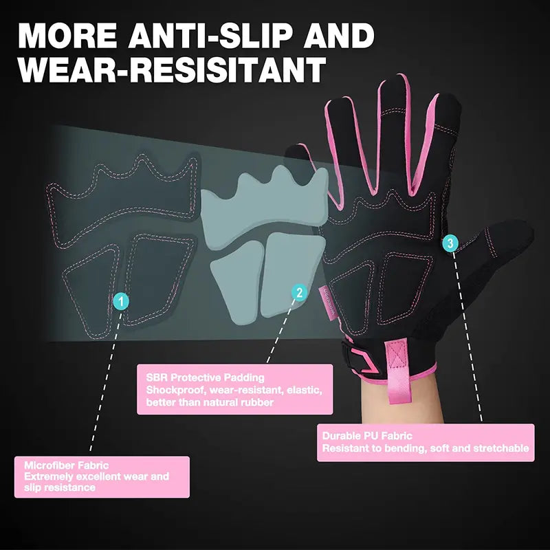 WORKPRO Touchscreen Safety Work Gloves  Terry-Lined, Non-Slip Pink Gloves (M/L)