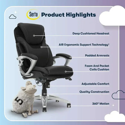 Executive-Style Ergonomic Office Chair  Supportive High-Back Design for Extended Desk Work