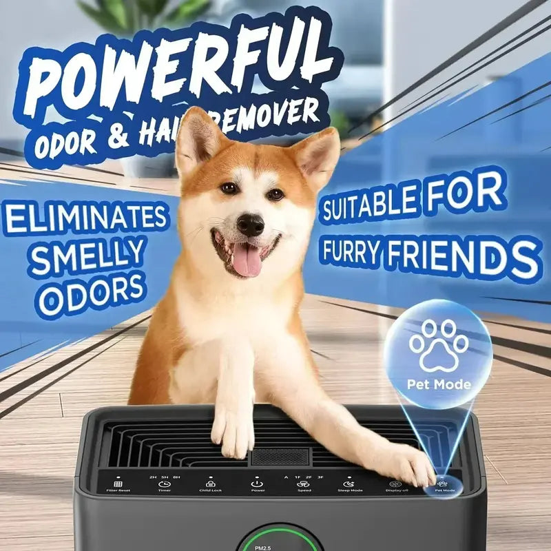 Large-Room Air Purifier  MOOKA HEPA Filter for Homes up to 2200 sq. ft, Pet & Allergen Control