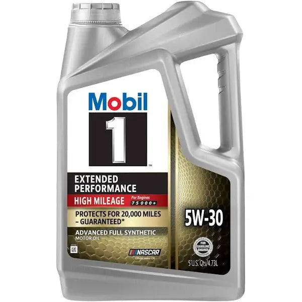 Mobil 1 5W-30 High Mileage Extended Performance Motor Oil, 5 Qt