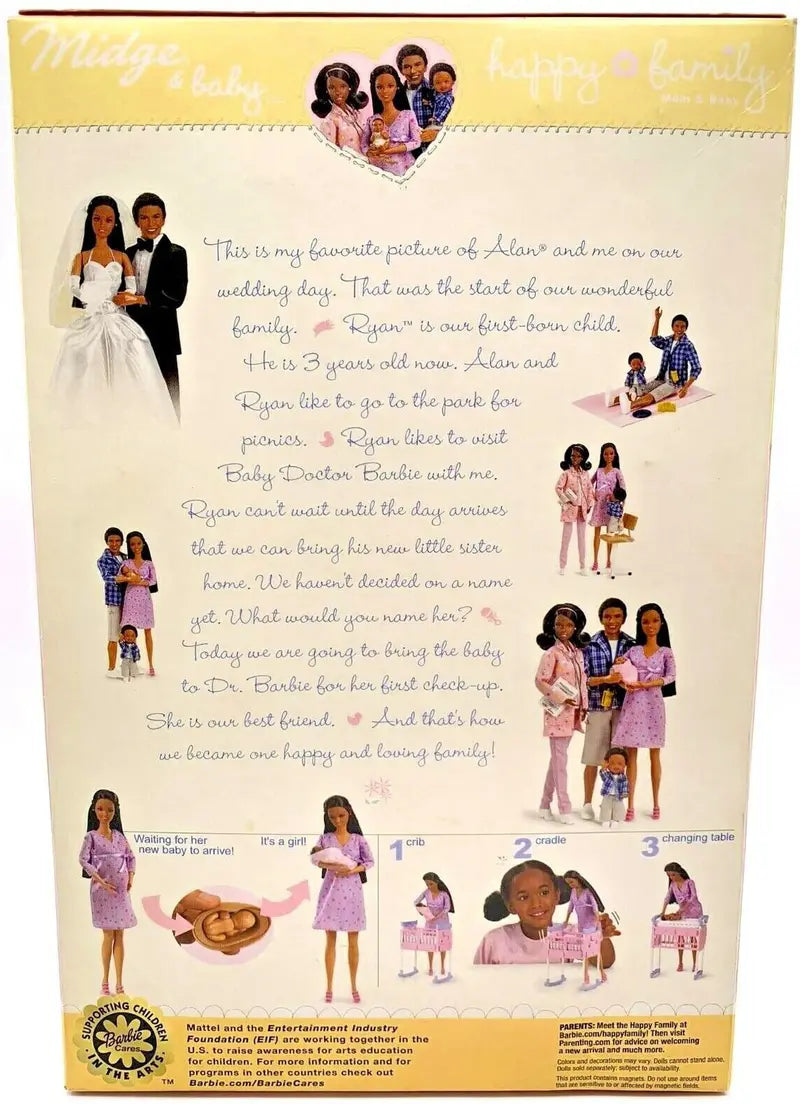 Barbie Happy Family Midge Mom & Baby Dolls African American 2002 Mattel 56664