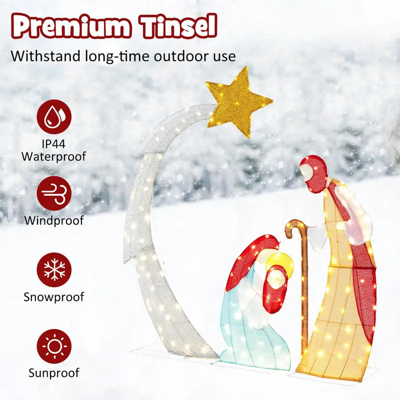 5-Foot Pre-Lit Nativity Scene Set with 140 Warm White LED Lights
