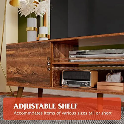 WLIVE TV Stand for 55 60 inch TV, Mid Century Modern TV Console, Entertainment Center