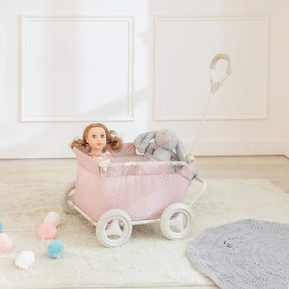 Teamson Olivias Little World Princess Doll Stroller, Foldable, Polka Dots, Ergonomic Handle, Fits 16-18″ Dolls