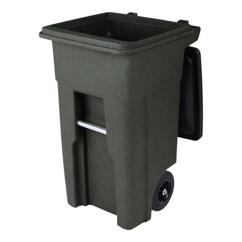Toter 32 Gallon Greenstone Trash Can with Quiet Wheels and Attached Lid for Indoor/Outdoor Use