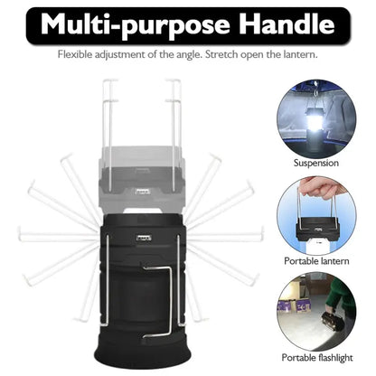 Expandable Solar LED Tent Light  Rechargeable Camping Lantern with USB Power Output