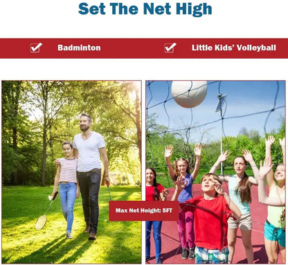 Portable Height-Adjustable Badminton Net  2.5 to 5 Feet for Backyard or Indoor Play
