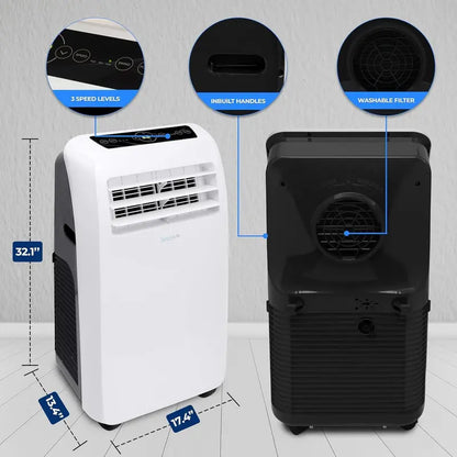 10,000 BTU Portable 4-in-1 AC Unit  Quiet Cooling, Heating, Dehumidifying, and Fan Modes with Remote & Timer