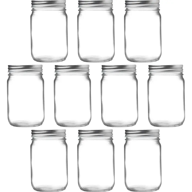10 Decorating Mason Jars Set, 12 oz.  Canning, Aluminum Lid  Clear