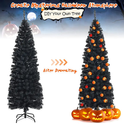 6-Foot Blue Slim Pencil Christmas Tree  Space-Saving Artificial Design