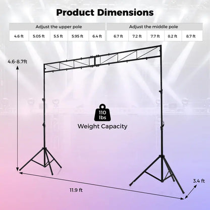 Lighting Truss System  Supports 12 Fixtures, 110-LB Load Capacity