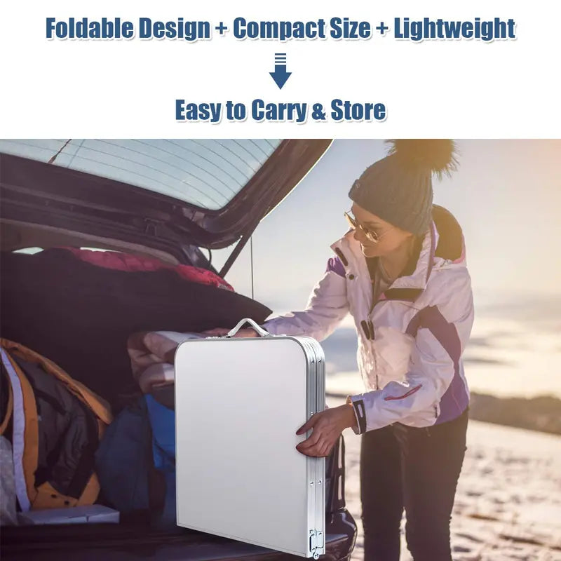 Compact Folding Camping Table with Integrated Storage  Lightweight Outdoor Utility Table