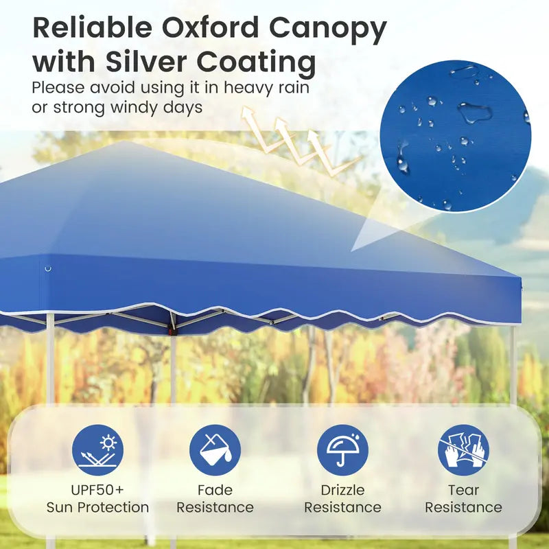 10′ x 10′ Instant-Setup Canopy Tent with Rolling Carry Bag for Easy Transport