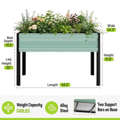WORKPRO Galvanized Raised Garden Bed  47.2″ x 23.6″ x 31.5″, 600-LB Elevated Planter with Legs