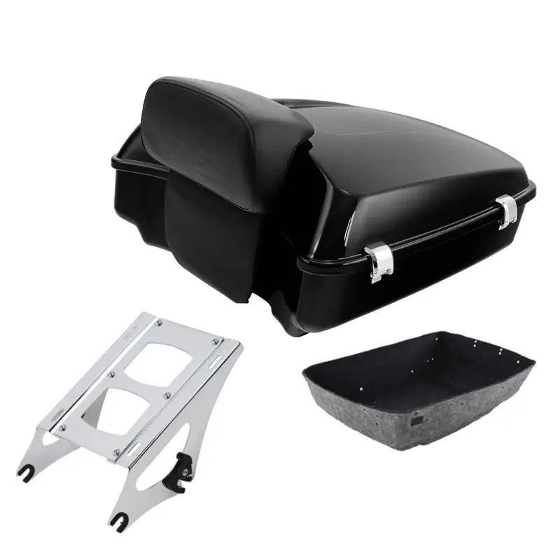 TCT-MOTORPARTS Chopped Tour Pack Trunk with Backrest and Mounting Rack for Motorcycles