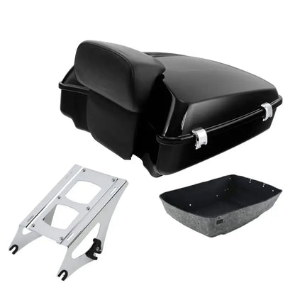 TCT-MOTORPARTS Chopped Tour Pack Trunk with Backrest and Mounting Rack for Motorcycles