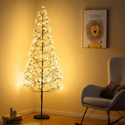 5/6/7-Foot Pre-Lit LED Alpine Tree with 1000 Warm White Lights and Stable Weighted Base