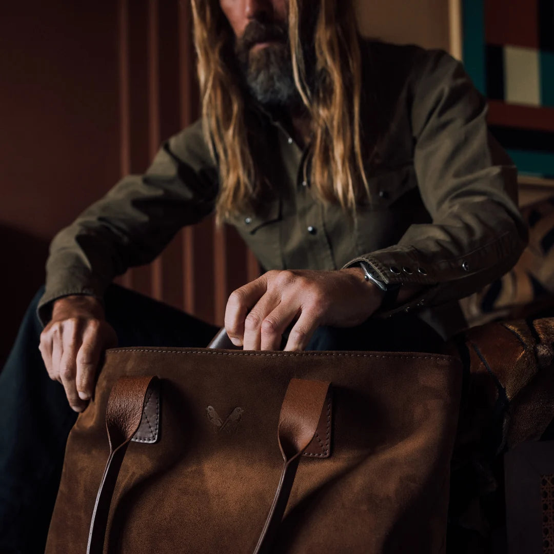 Suede Tote - Tobacco Brown