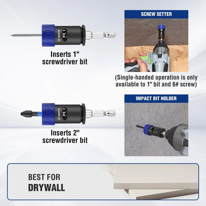 WORKPRO Drywall Screw Setter & Extractor — Universal 1/4″ Impact Bit Holder for Standard Drivers
