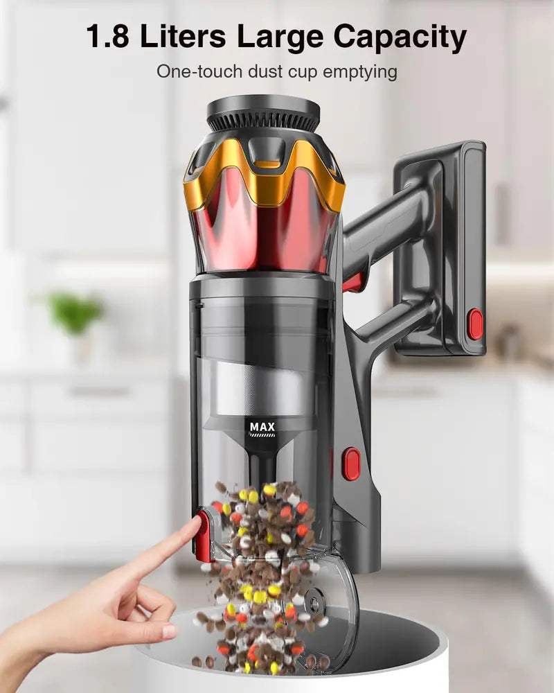 580W Cordless Stick Vacuum Cleaner  48KPA Suction, 65-Min Runtime, OLED Touchscreen & Anti-Tangle Brush for Pet Hair