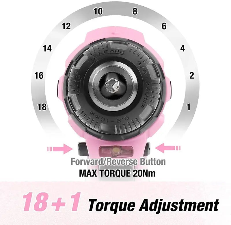 WORKPRO 12V Cordless Drill Kit for Women  Pink Ribbon Design