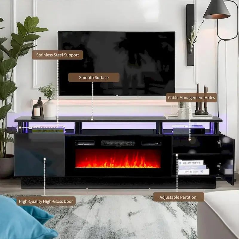 Electric Fireplace TV Stand  70″ Media Console with Built-in 36″ Heater