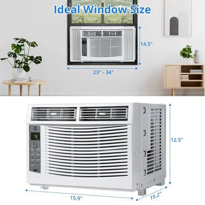 6000 BTU Window Air Conditioner  Energy-Efficient Cooling Unit for Rooms up to 250 sq ft, Reusable Filter & Digital Controls