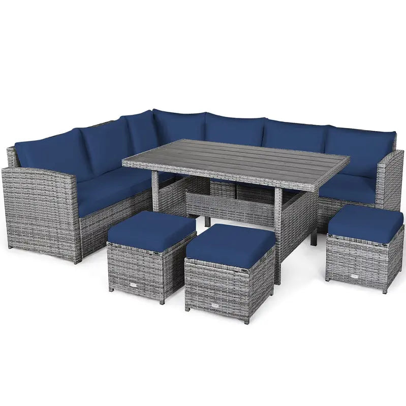 7-Piece Black Rattan Patio Furniture Set  All-Weather Outdoor Seating Collection