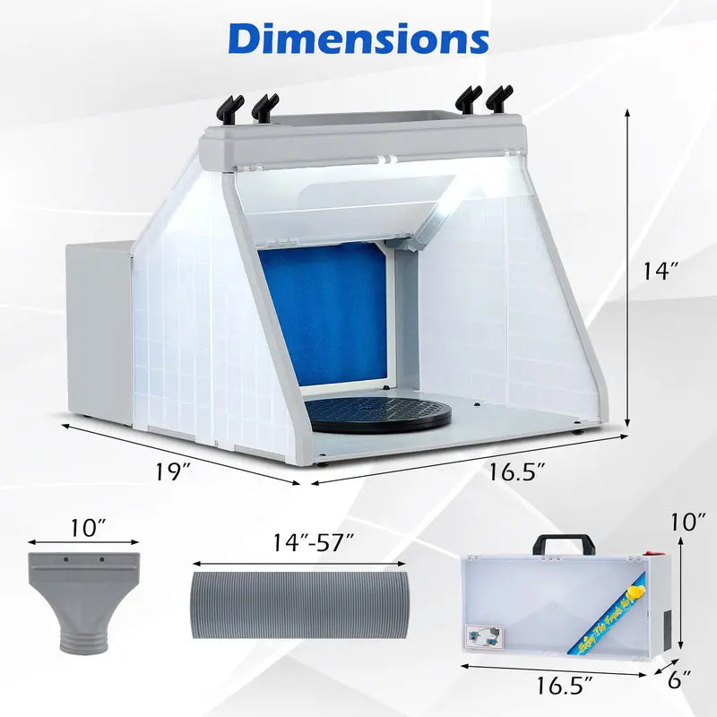 Portable Airbrush Spray Booth Kit  Lighted Painting Station with Three LED Lights