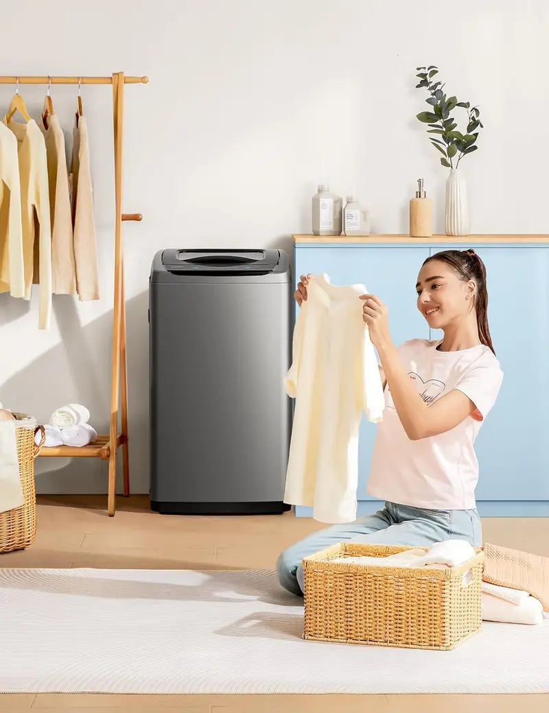 Comfee 0.9 cu.ft LED Portable Washer  Space-Efficient Full-Automatic Machine with 5 Wash Programs and Dual Rollers