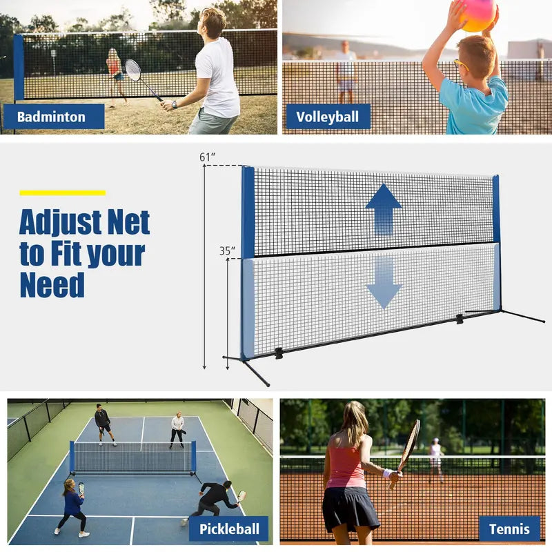 Multi-Sport Portable Net Set, 14-Foot Adjustable Badminton/Volleyball/Pickleball System