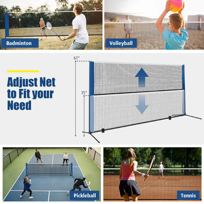Multi-Sport Portable Net Set, 14-Foot Adjustable Badminton/Volleyball/Pickleball System