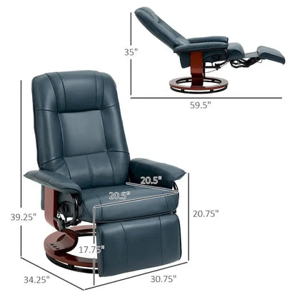 HomCom Manual Recliner Chair  Faux Leather Swivel Base with Extendable Footrest and Ergonomic Support