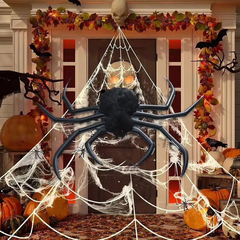 Large Outdoor Halloween Inflatable Spider with Built-In LED Lights