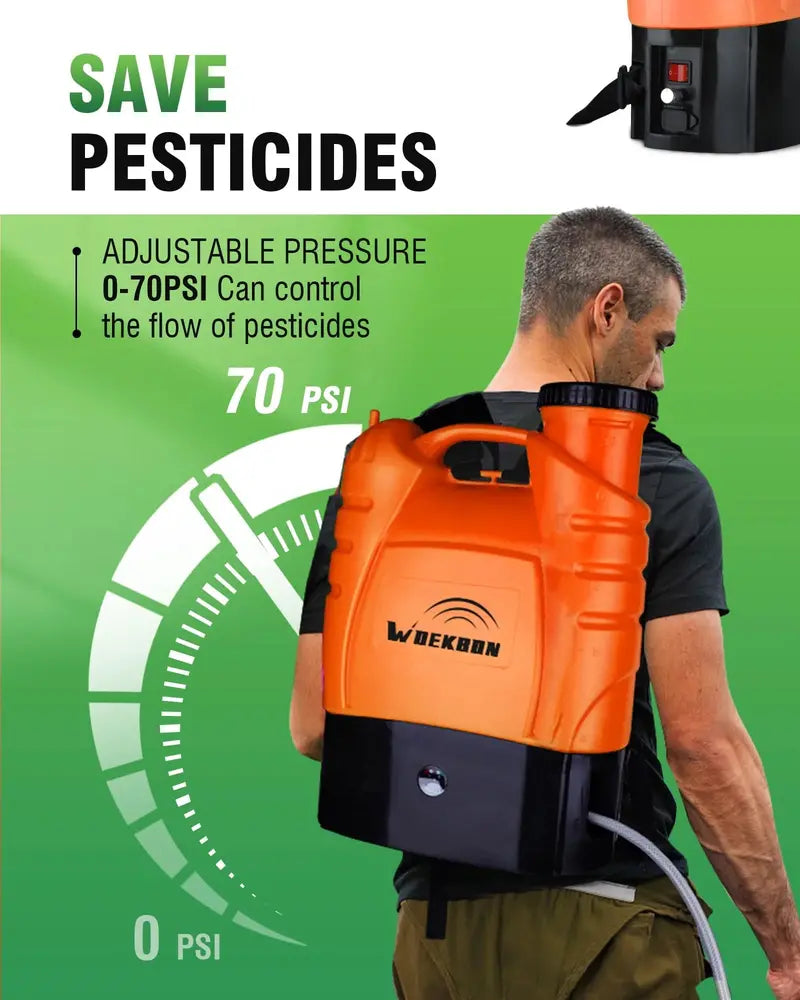 WOEKBON 4-Gallon Electric Garden Sprayer  Rechargeable Pump Sprayer for Pesticides and Fertilizers