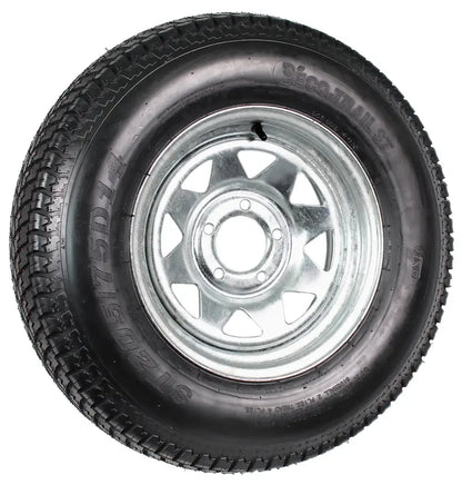 2-Pk Trailer Tire On Rim ST205/75D14 2057514 F78-14 5 Lug Spoke Wheel Galvanized